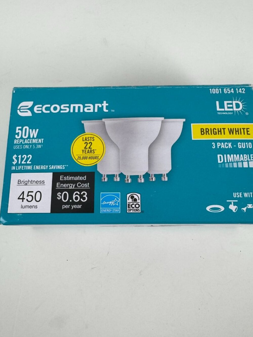 Ecosmart LEB Light Bulbs 3PK 50W Bright White Dimmable MC-234